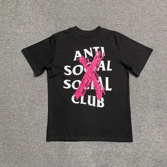Anti Social Social Club Black T Shirt With Pink Cross Pattern